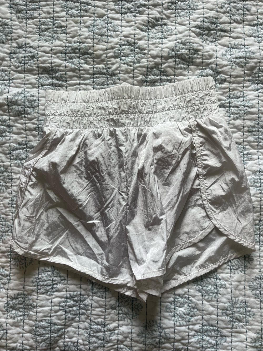 Lightweight White Elastic-Waist Shorts